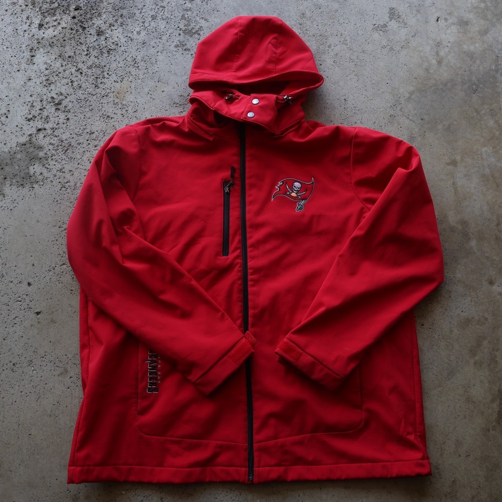 NFL Tampa Bay Buccaneers Red Hooded Full Zip Soft Shell Jacket Men's XXL